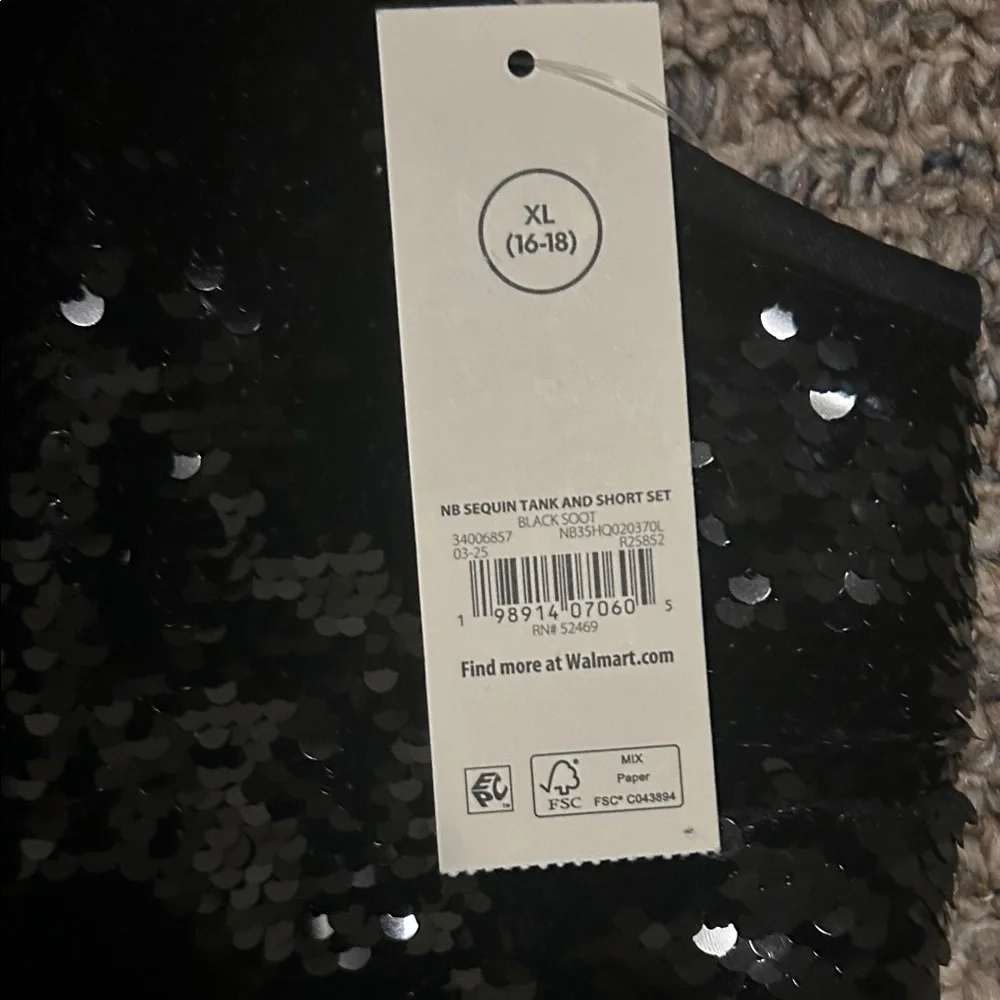 No Boundaries Black Sequin Sleevelss Top with matching shorts, Size XL 16/18 NWT - Picture 2 of 10